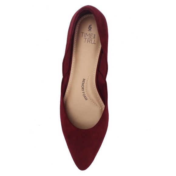 Time And Tru Maroon Pointed Toe Ballet Flats 6 - Picture 3 of 12